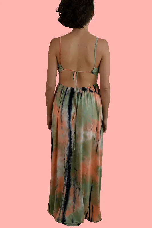 Bear Dance Tie Dye Maxi Dress - Olive/Orange