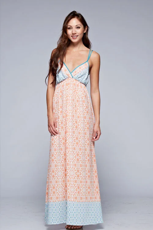 Lovestitch Maxi Dress - Sky Blue/Peach