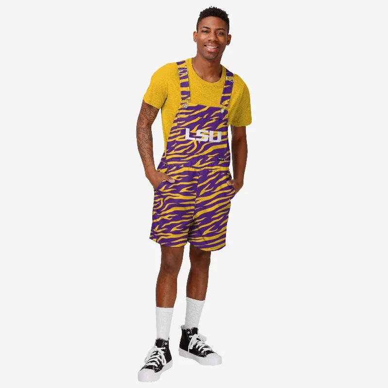 LSU Tigers Mens Tiger Stripe Thematic Bib Shortalls