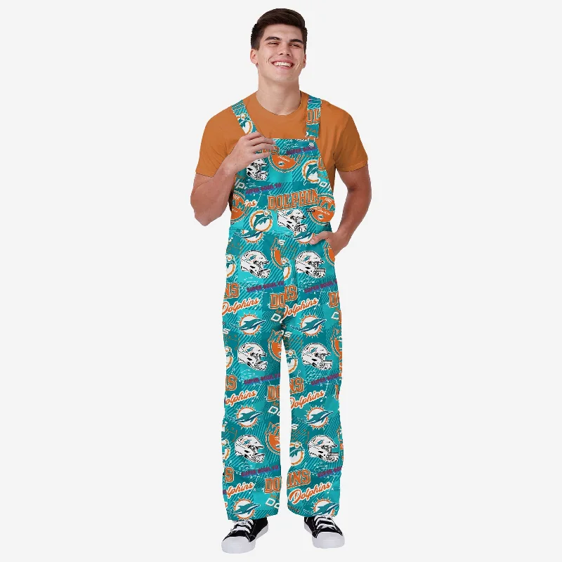 Miami Dolphins Mens Historic Print Bib Overalls