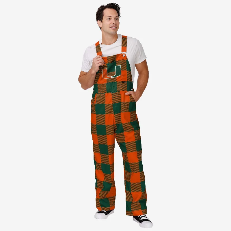 Miami Hurricanes Mens Plaid Bib Overalls