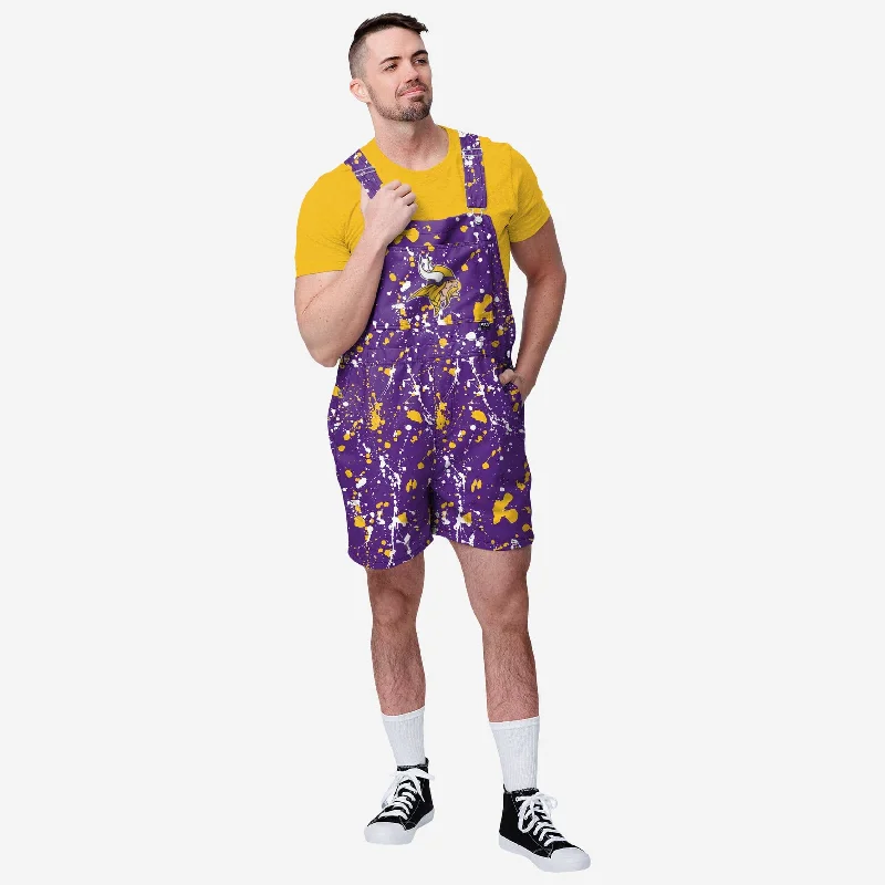 Minnesota Vikings Mens Paint Splatter Bib Shortalls