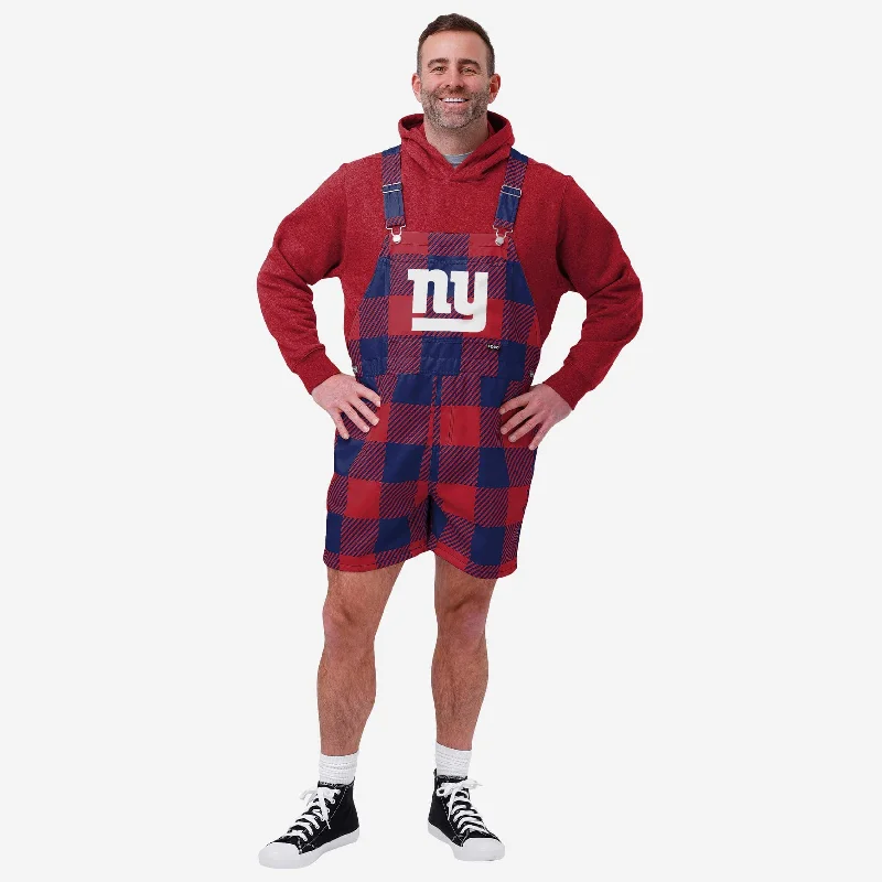 New York Giants Mens Plaid Bib Shortalls