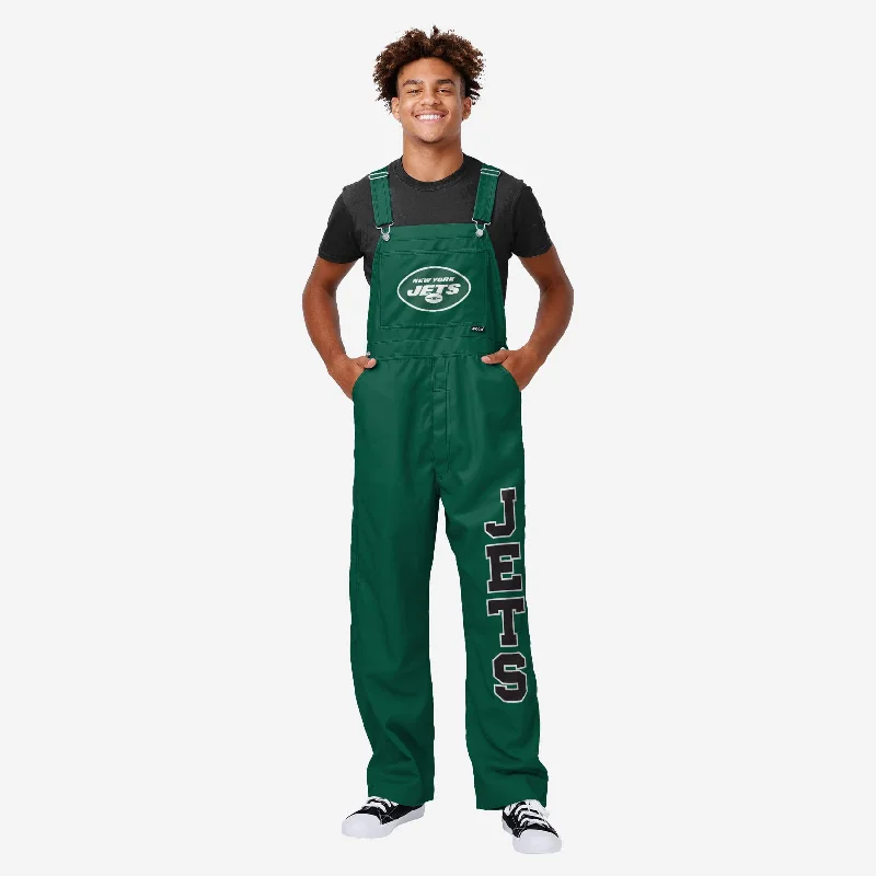 New York Jets Mens Solid Wordmark Bib Overalls