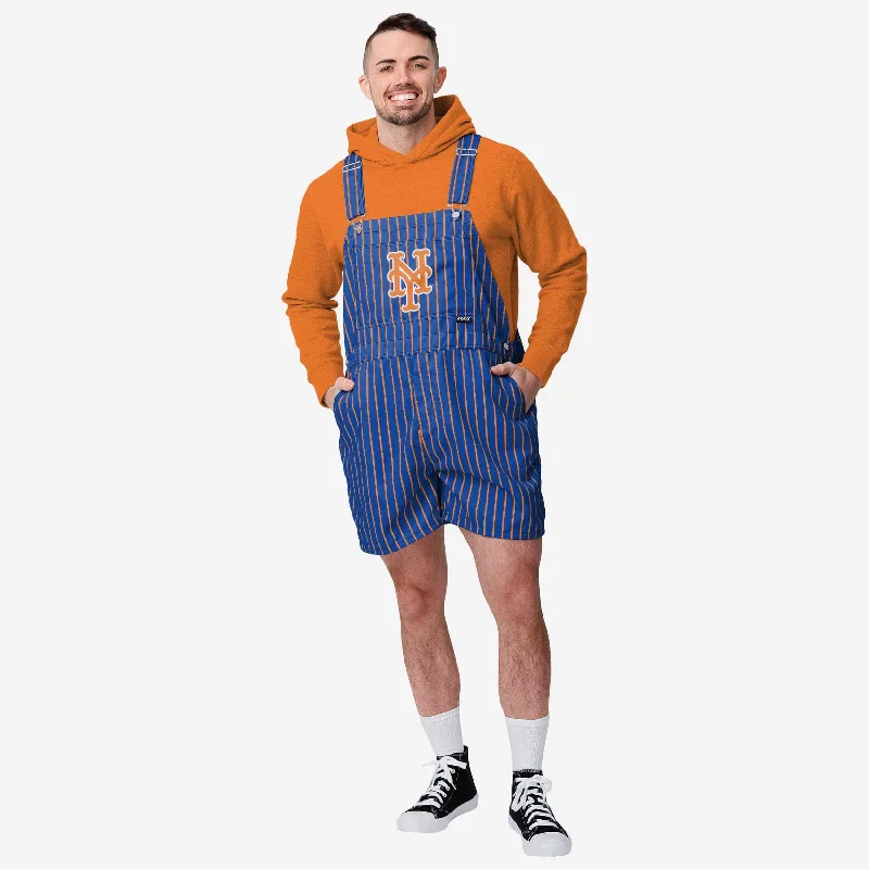 New York Mets Mens Pinstripe Bib Shortalls