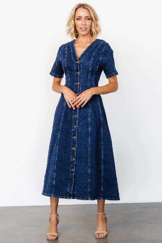 Oakley Button Denim Dress | Blue