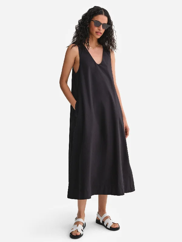 Organic Poplin Tank Pleated Dress