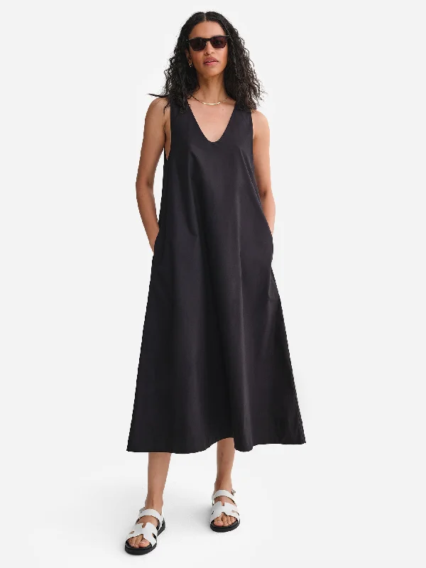 Organic Poplin Tank Pleated Dress