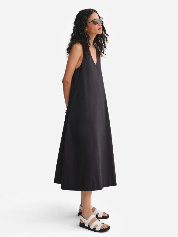 Organic Poplin Tank Pleated Dress