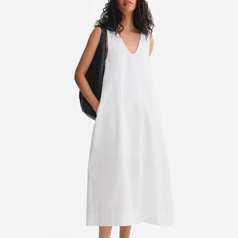 Organic Poplin Tank Pleated Dress