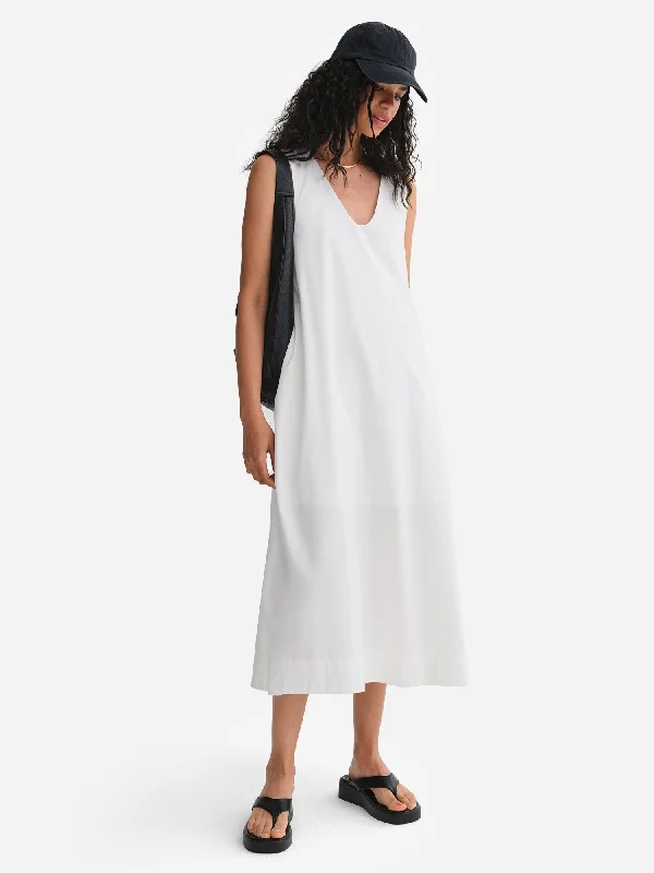 Organic Poplin Tank Pleated Dress