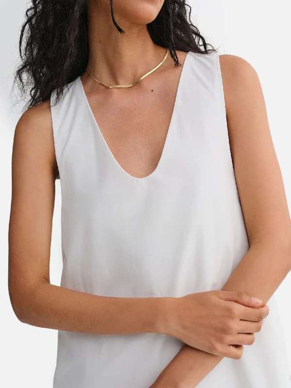 Organic Poplin Tank Pleated Dress