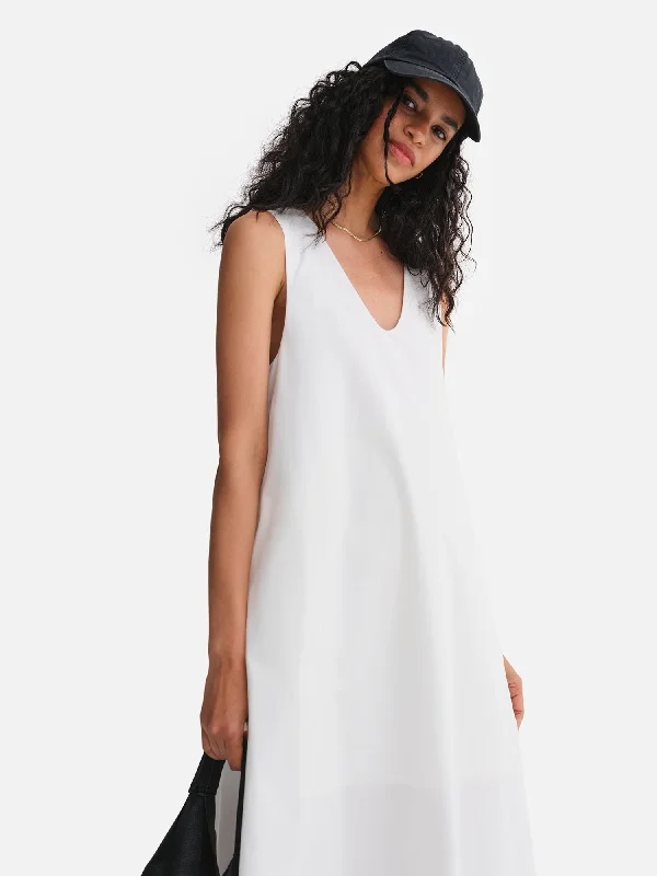 Organic Poplin Tank Pleated Dress