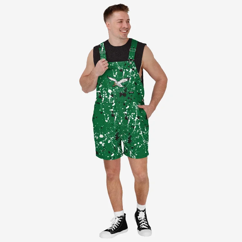 Philadelphia Eagles Mens Kelly Green Paint Splatter Bib Shortalls