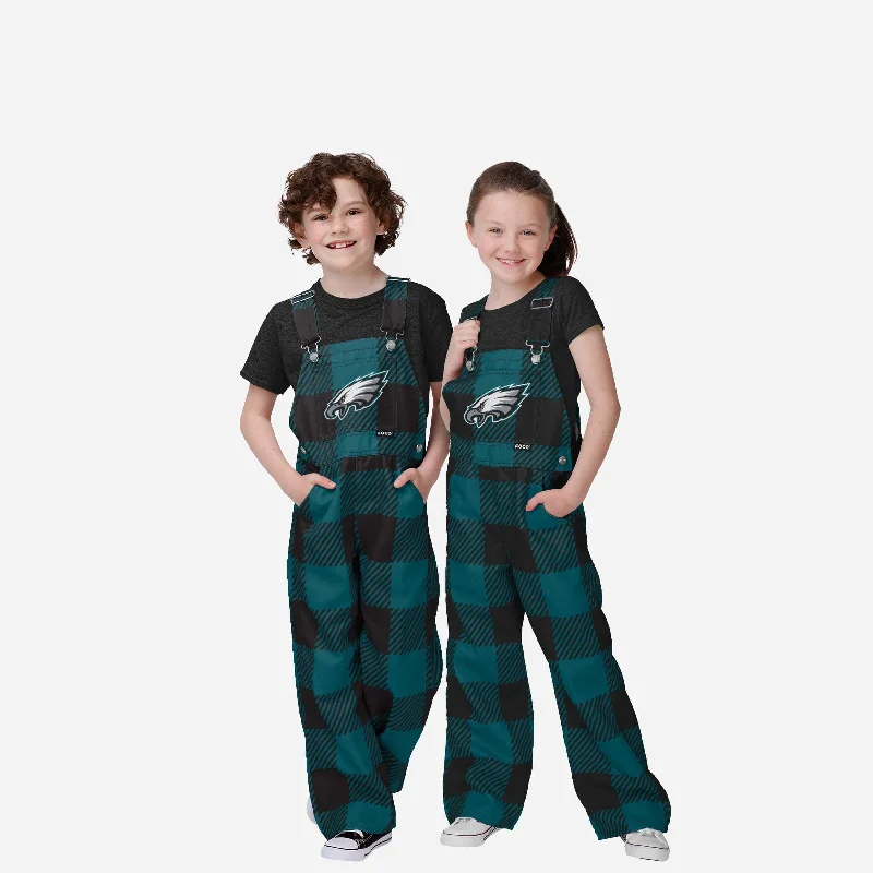 Philadelphia Eagles Youth Plaid Bib Overalls