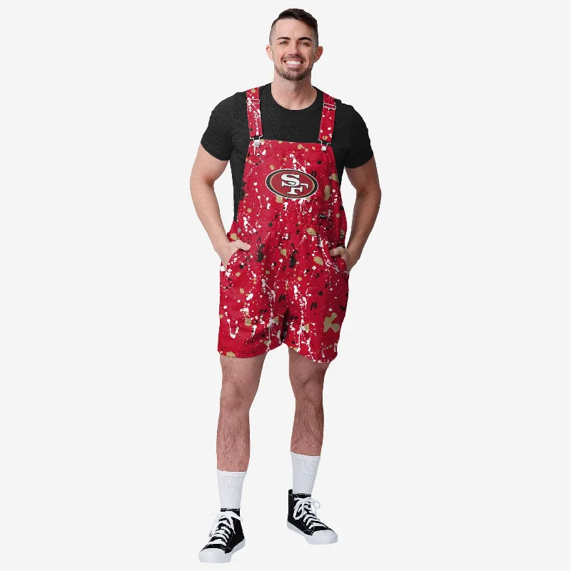 San Francisco 49ers Mens Paint Splatter Bib Shortalls