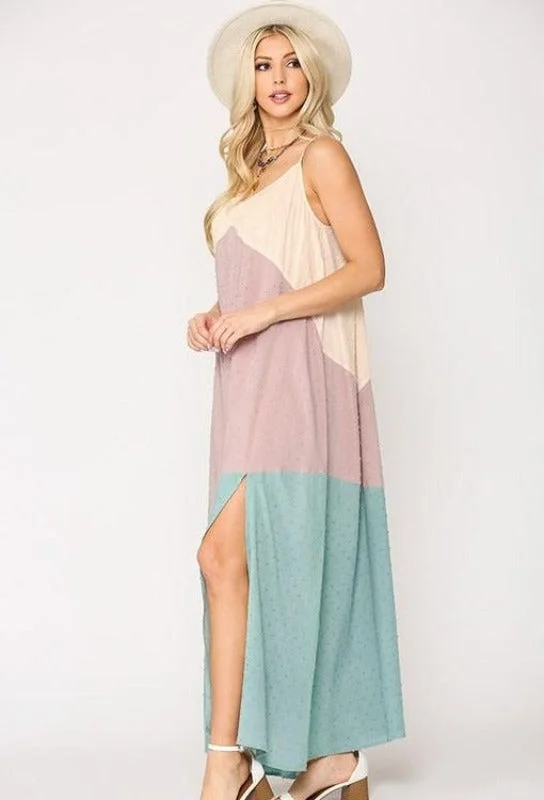 Gigio Summer Colorblock Maxi Dress - Lt. Mauve