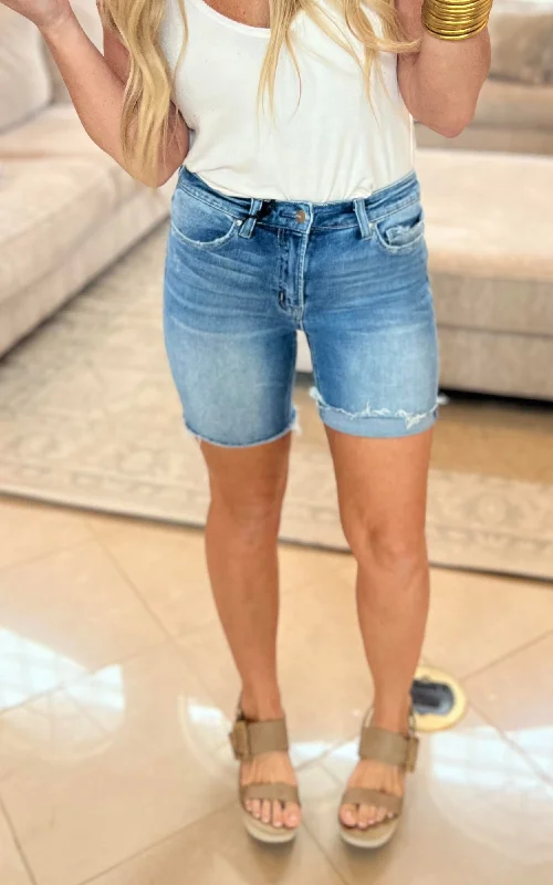 The Becky Midi Mid Rise Denim Short | MICA - Final Sale