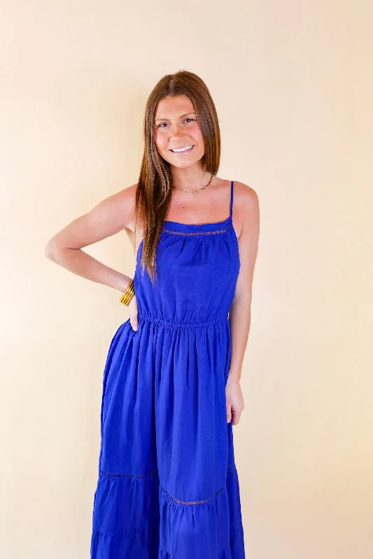 Tranquil Tides Tiered Maxi Dress in Royal Blue