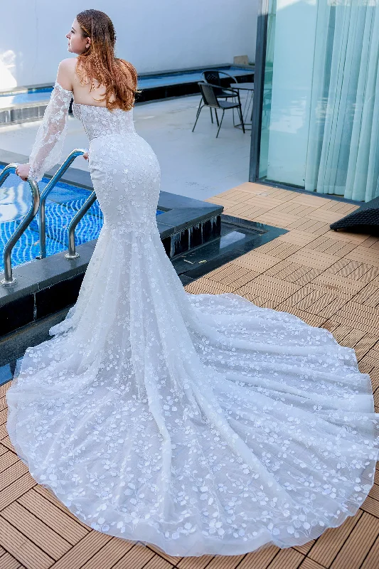 Trumpet-Mermaid Chapel Train Lace Wedding Dress CW3322