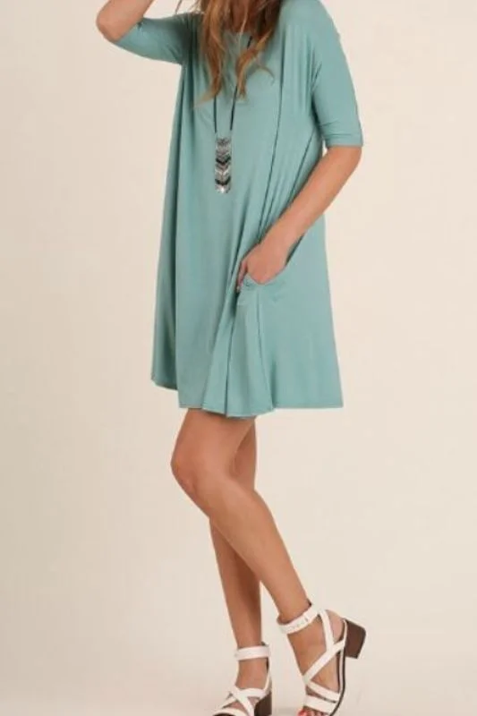 Umgee Pocket Swing Tunic - Dusty Mint