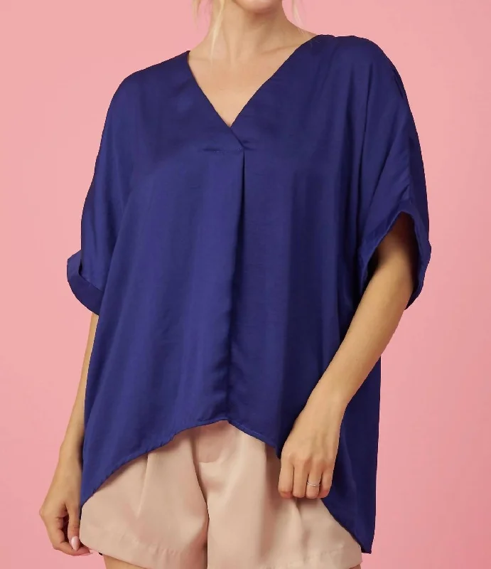 V-Neck High-Low Top In Royal