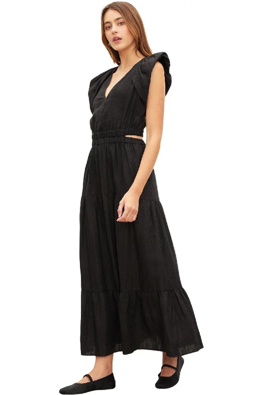 Velvet Ginger Linen Dress in Black