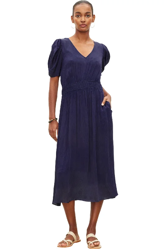 Velvet Josey Dress in Navy