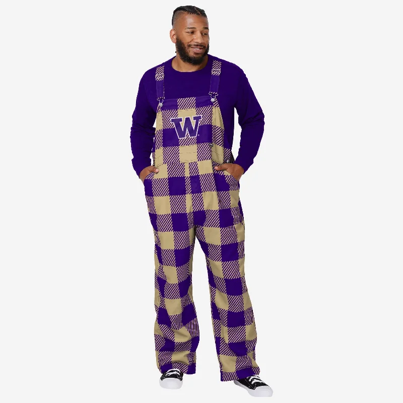 Washington Huskies Mens Plaid Bib Overalls