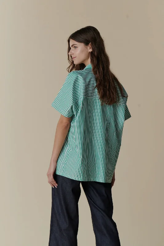 Women's Ava Short Sleeve Shirt - Green/White