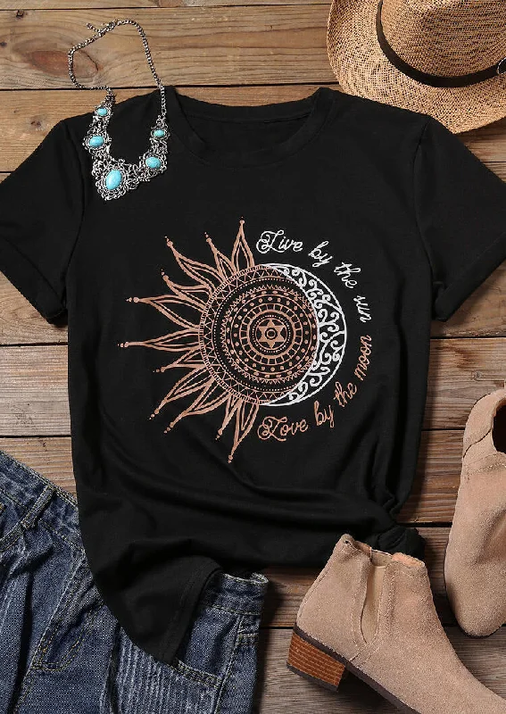 Women's Sunflower Print Short Sleeve T-Shirt