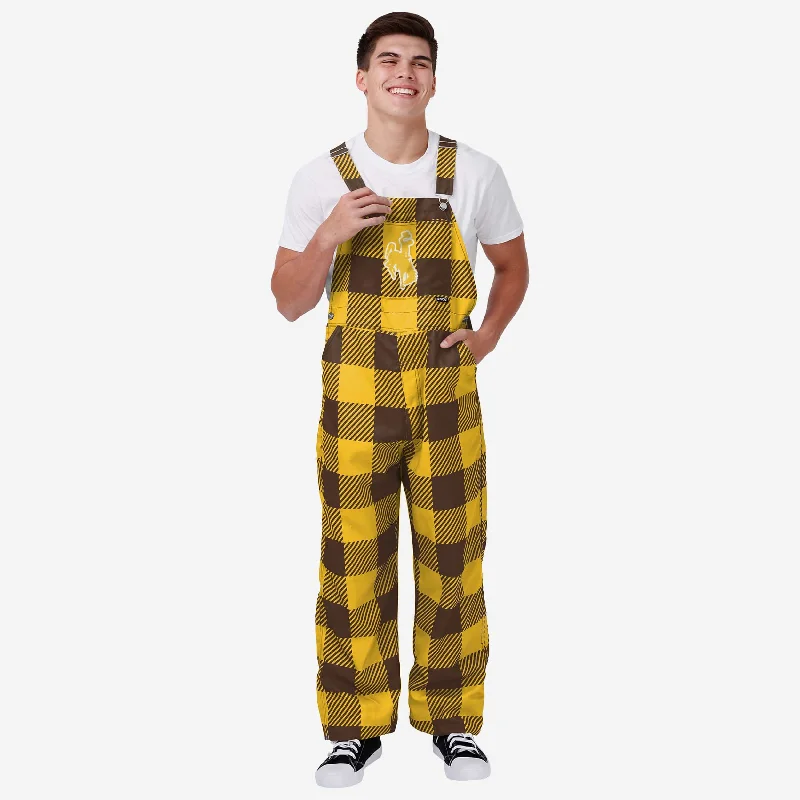 Wyoming Cowboys Mens Plaid Bib Overalls