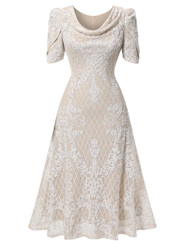 Backless Women Dress for a Sexy and Alluring Look at Evening Events Beige 1920s Embroidered Sequined Evening Dress