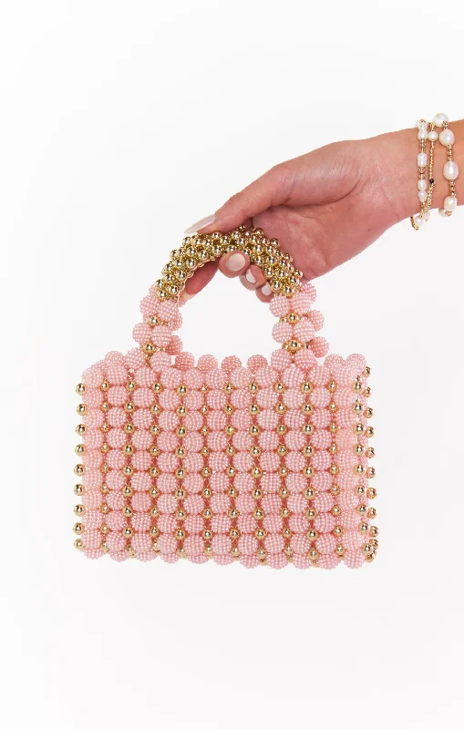 Sheath Women Dress with a Tailored Fit for a Professional Look Bethany Beaded Bag ~ Light Pink/Gold