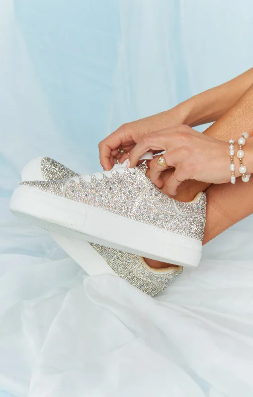 Plus Size Women Dress with a Flattering A - Line Cut for Comfort and Style Betsey Johnson Sidny Platform Sneaker ~ Rhinestone