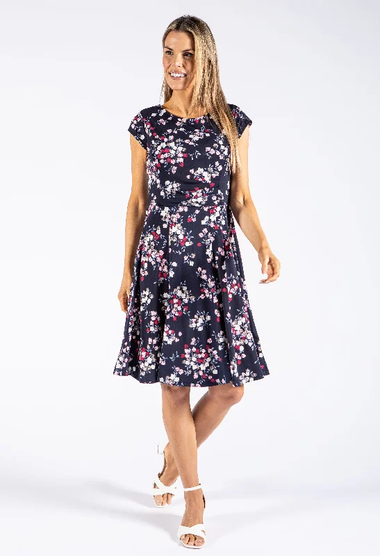 Printed Abstract Women Dress for a Modern and Artistic Appeal Blossom Short Sleeve Dress