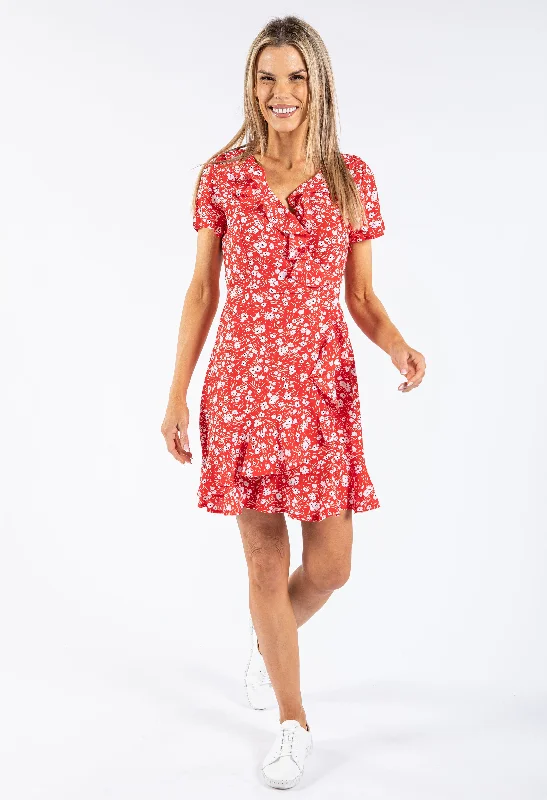 Strapless Women Dress with a Built - in Bra for Comfort and Support Ditsy Floral Dress