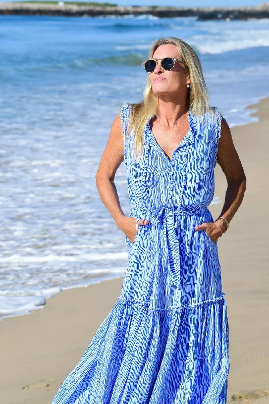 Ruffled Women Dress with Multiple Layers for a Playful and Girly Style Alexis Dress / Blue Wave
