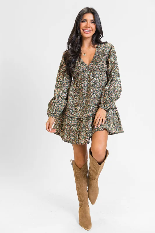 Sheath Women Dress with a Tailored Fit for a Professional Look Here We Are Multi Floral Print Dress