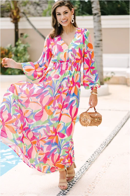 Ball Gown Women Dress with a Full Skirt for a Princess - like Look Just Imagine It Pink Abstract Maxi Dress