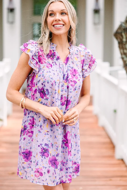 Mermaid - Style Women Dress with a Fitted Silhouette for Special Occasions Make It Happen Lavender Purple Ditsy Floral Dress Mermaid - Style Women Dress with a Fitted Silhouette for Special Occasions Make It Happen Lavender Purple Ditsy Floral Dress