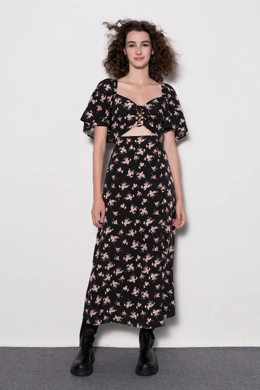 Little Black Women Dress with Sequins for a Glamorous Night Out Floral Tie Front Midi Dress