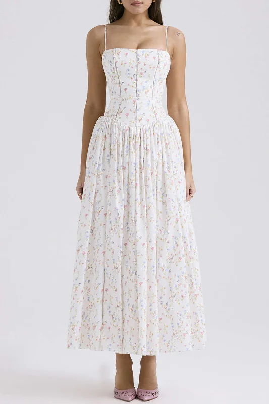 Plus Size Women Dress with a Flattering A - Line Cut for Comfort and Style Floral Print Spaghetti Strap Corset Maxi Dress