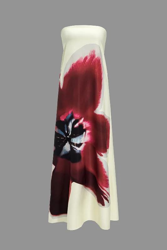 Empire Waist Women Dress to Accentuate the Bust and Conceal the Waist Floral Print Belted Back Maxi Dress