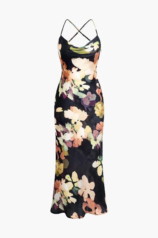 Strapless Women Dress with a Built - in Bra for Comfort and Support Floral Print Halter Midi Dress