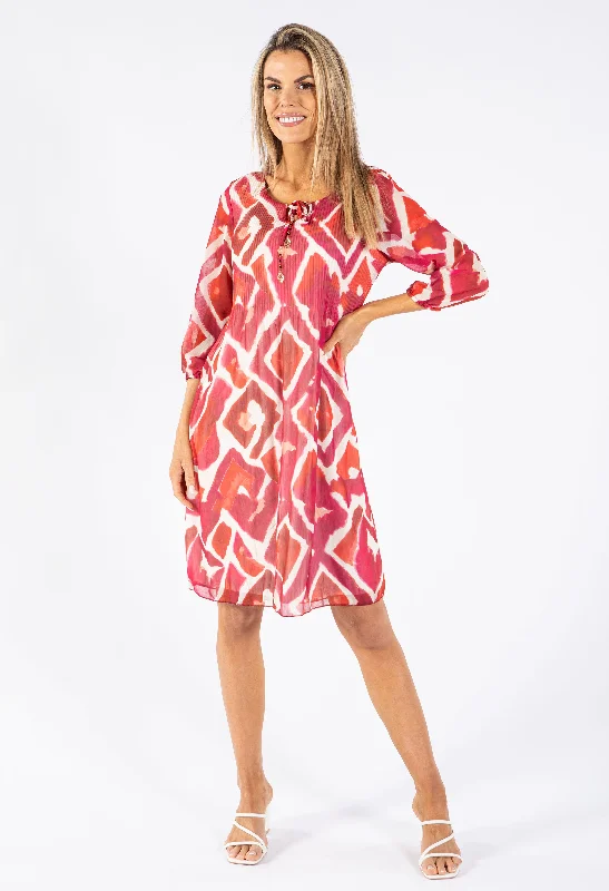 Lace - Embellished Women Dress for an Elegant and Sophisticated Appearance Plisse Bodice Printed Dress