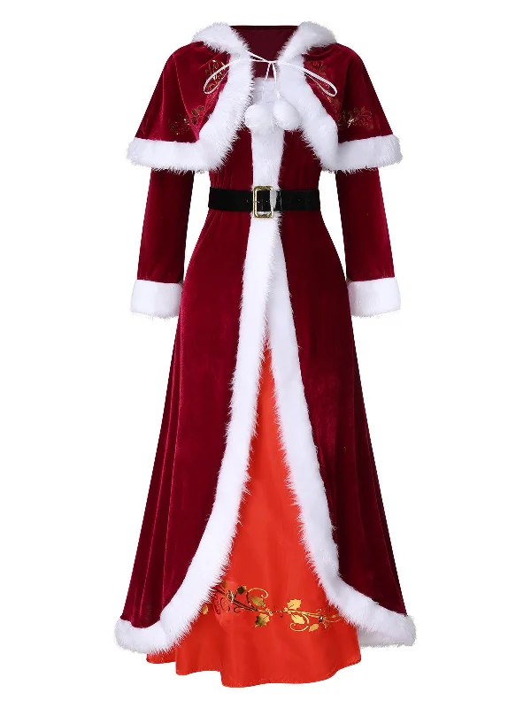 Empire Waist Women Dress to Accentuate the Bust and Conceal the Waist Red 1940s Christmas Velvet Hooded Cloak Dress Empire Waist Women Dress to Accentuate the Bust and Conceal the Waist Red 1940s Christmas Velvet Hooded Cloak Dress