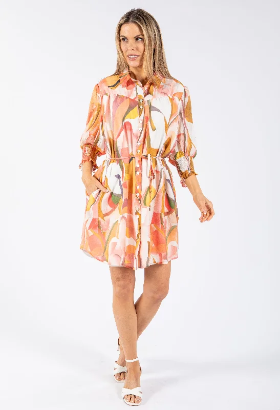 Printed Abstract Women Dress for a Modern and Artistic Appeal Tie Waist Dress