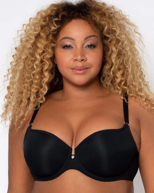 Bra with a mesh panel for added breathability​ CURVY COUTURE 1274 TULIP SMOOTH T-SHIRT PUSH-UP BRA