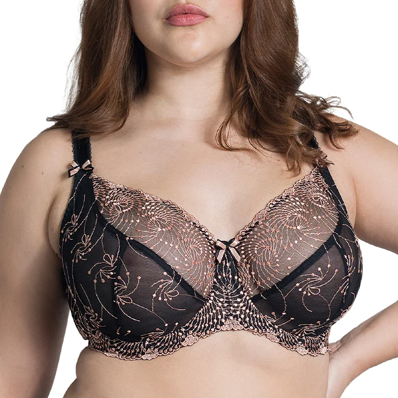 Polyester bras with moisture - wicking properties Nicole See-Thru Lace Underwire Bra B2271 - Black/Rose Gold Polyester bras with moisture - wicking properties Nicole See-Thru Lace Underwire Bra B2271 - Black/Rose Gold